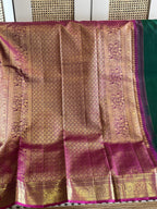 Panna: Emerald Green Kanjeevaram with Wide Magenta Border