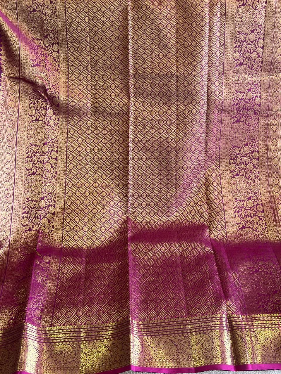 Panna: Emerald Green Kanjeevaram with Wide Magenta Border