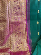 Panna: Emerald Green Kanjeevaram with Wide Magenta Border