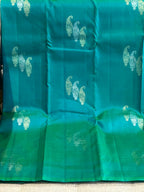 Morpankhi: Peacock-Teal Borderless Kanjeevaram