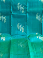 Morpankhi: Peacock-Teal Borderless Kanjeevaram