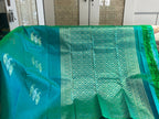 Morpankhi: Peacock-Teal Borderless Kanjeevaram