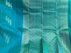 Morpankhi: Peacock-Teal Borderless Kanjeevaram