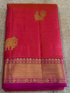 Prabala: Korvai Border, Coral-Pink Vairaoosi Kanjeevaram