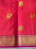 Prabala: Korvai Border, Coral-Pink Vairaoosi Kanjeevaram