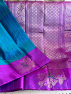 Chiriya: Teal Kanjeevaram with Threadwork Bird Motifs
