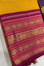 Marigold: Veldhari Kanjeevaram, Korvai Rudraksham Border