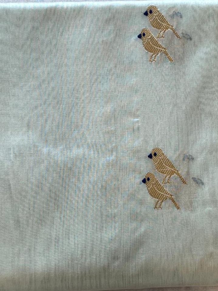 Pihu: Pure Silk Ice Blue Chanderi