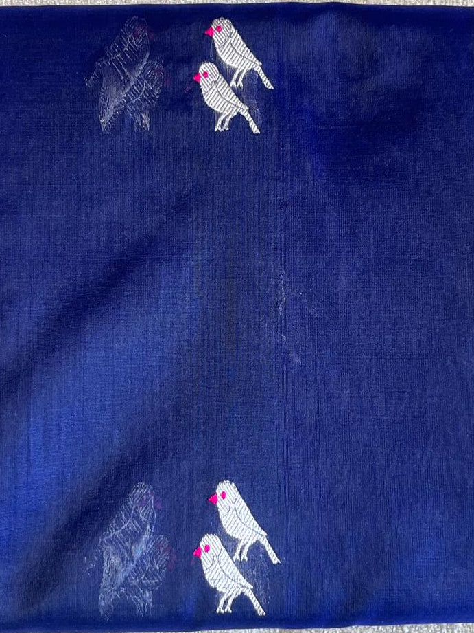 Chakori: Pure Silk Ink Blue Chanderi