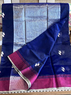 Chakori: Pure Silk Ink Blue Chanderi