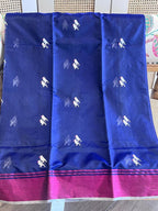 Chakori: Pure Silk Ink Blue Chanderi