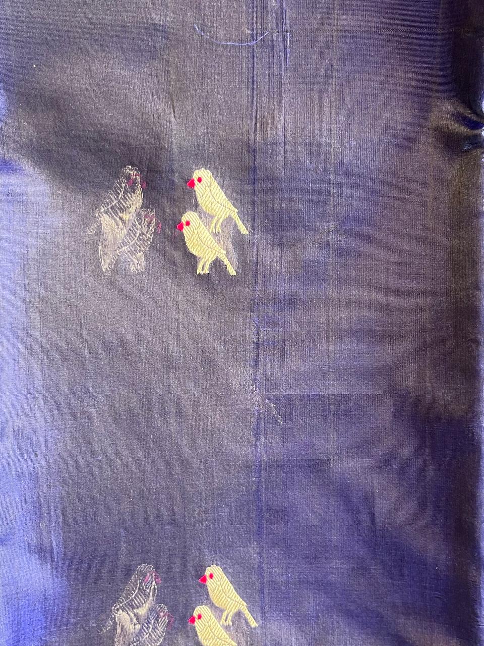Chakori: Pure Silk Ink Blue Chanderi