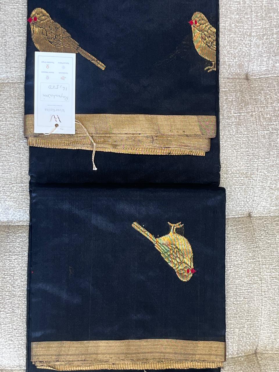 Rajeshwari: Pure Silk Black Chanderi