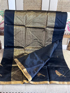 Rajeshwari: Pure Silk Black Chanderi
