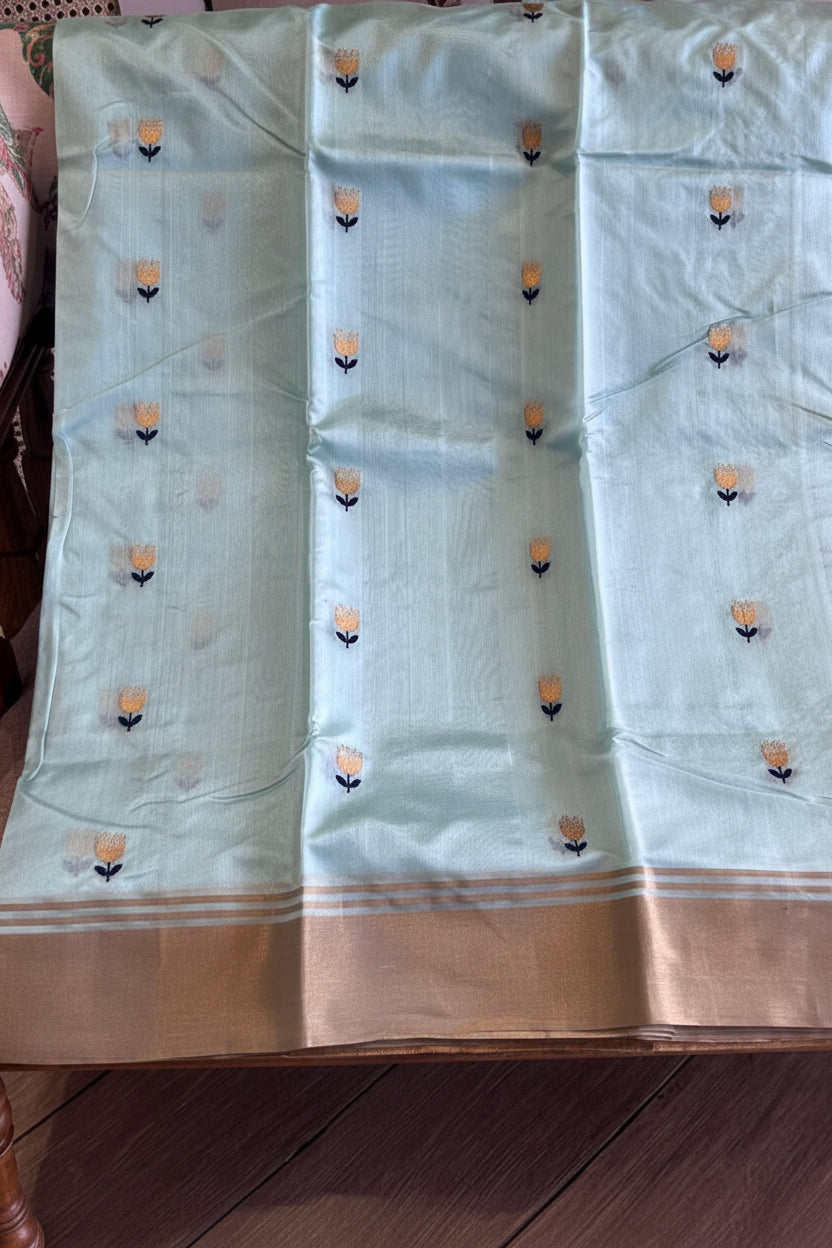 Samragni: Pure Silk Black Chanderi