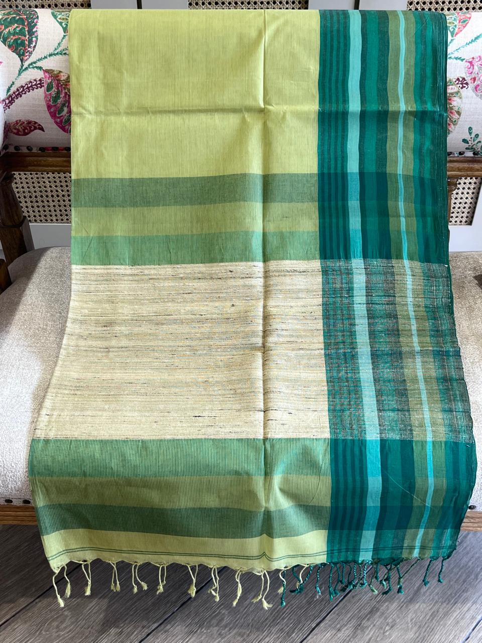 Dhani: Phulia Cotton with Jute Pallu