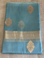 Aasmani: Powder Blue Organza Banarasi
