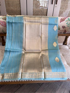 Aasmani: Powder Blue Organza Banarasi