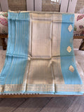 Aasmani: Powder Blue Organza Banarasi