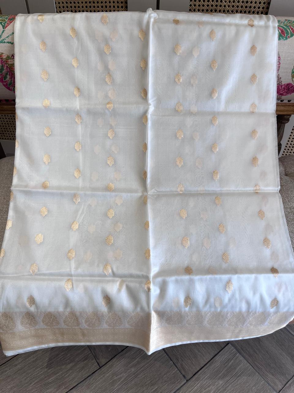 Noor: Ivory White Organza Banarasi