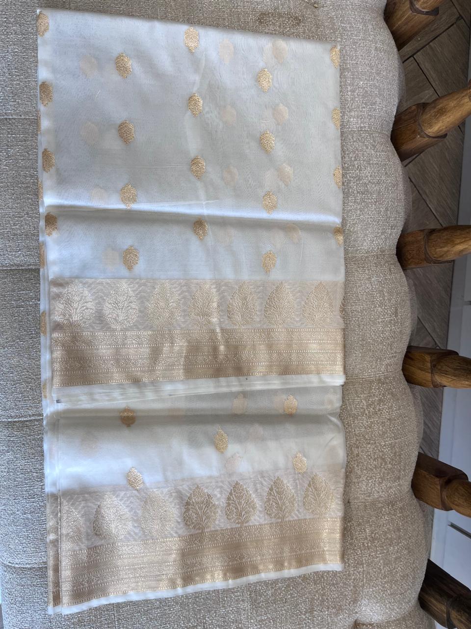 Noor: Ivory White Organza Banarasi