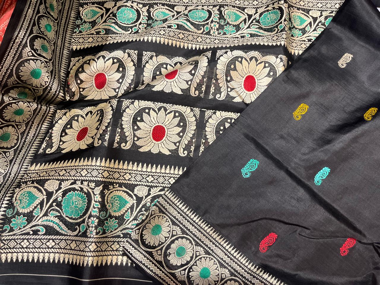 Krishnakamal: Stunner Revival Baluchari in Black