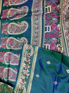 Shrestha: Two-Tone Emerald and Teal Revival Baluchari