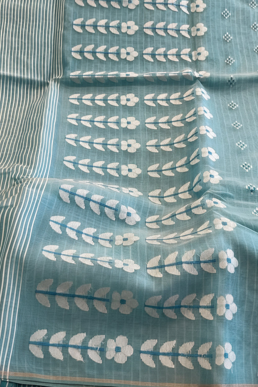 Ambara: Sea Foam Handwoven Jamdani