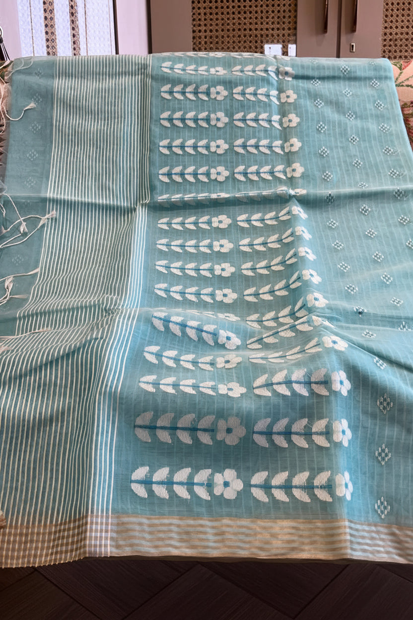 Ambara: Sea Foam Handwoven Jamdani