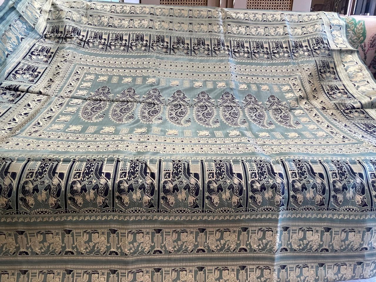 Saumya: Sage Teal Exquisite Revival Baluchari