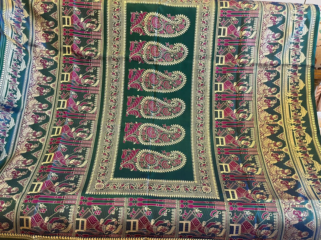 Shrestha: Two-Tone Emerald and Teal Revival Baluchari