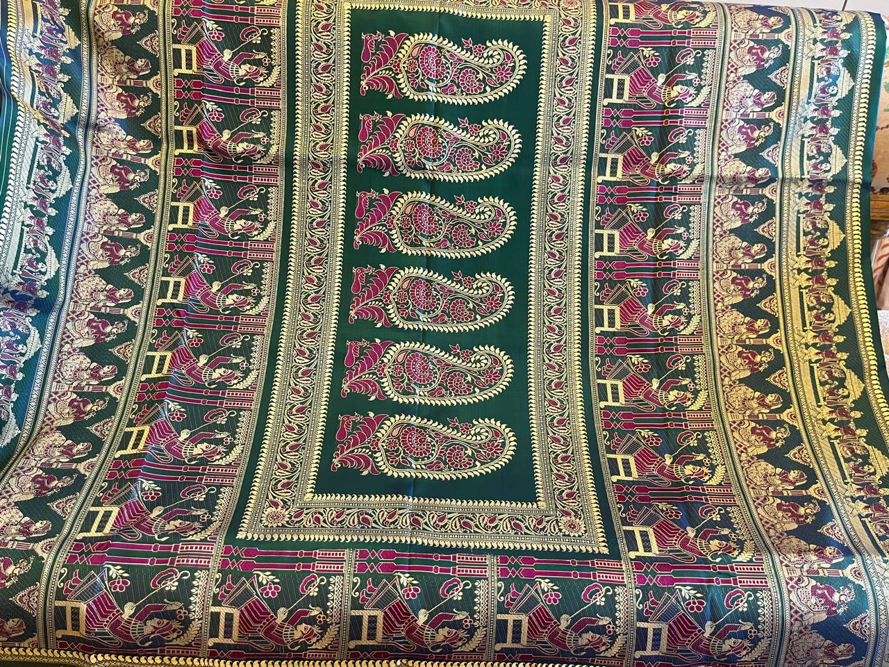 Shrestha: Two-Tone Emerald and Teal Revival Baluchari