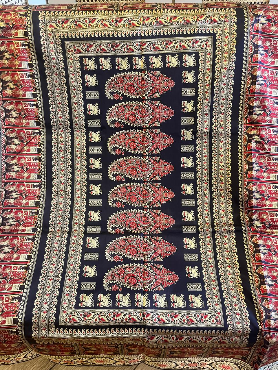 Krishnakaali: Minakari Revival Baluchari with Sunflower Border