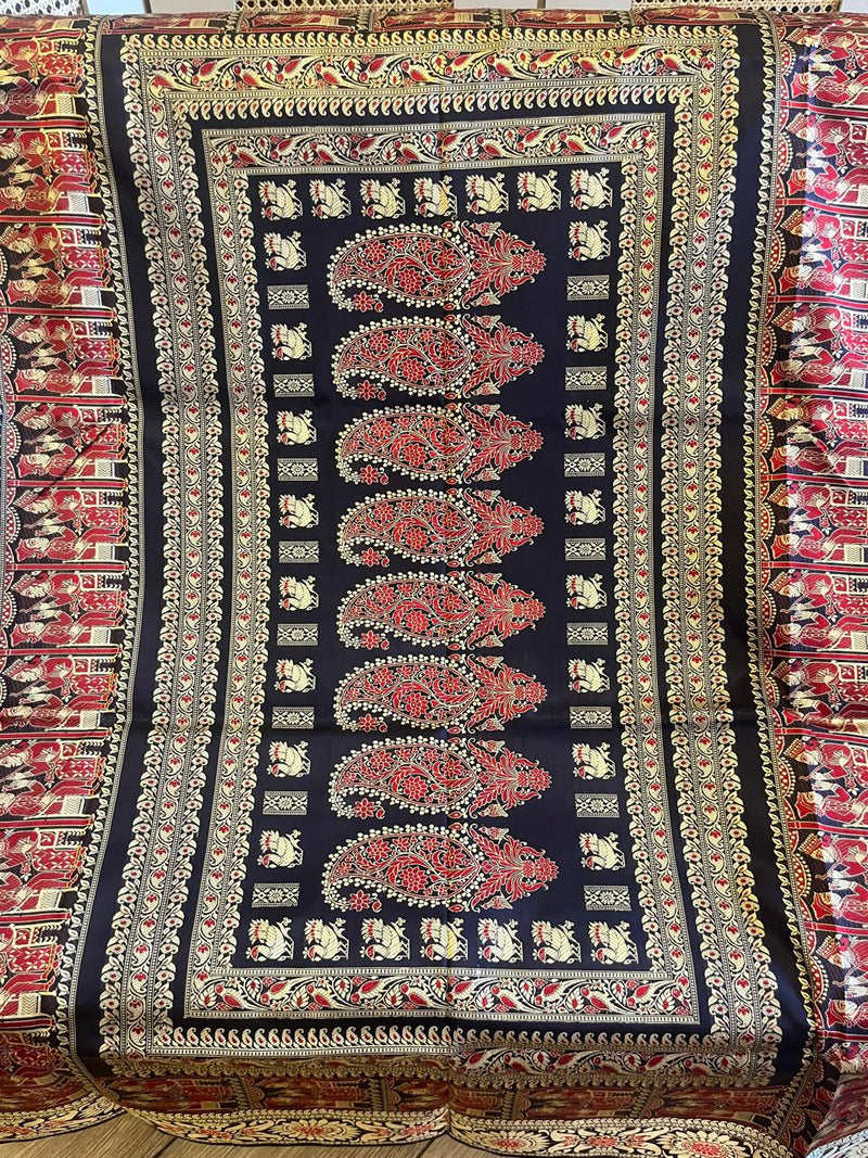 Krishnakaali: Minakari Revival Baluchari with Sunflower Border