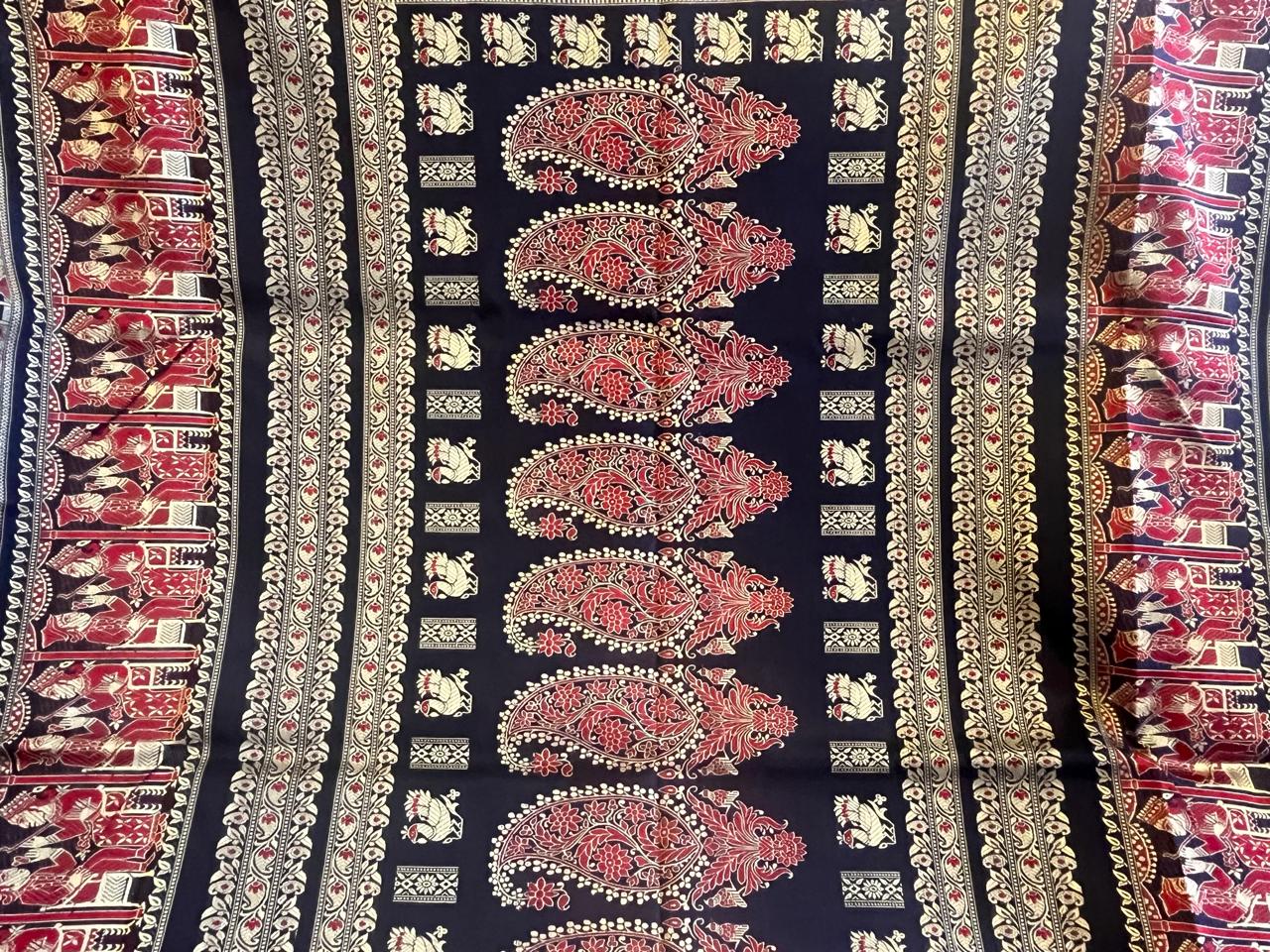 Krishnakaali: Minakari Revival Baluchari with Sunflower Border