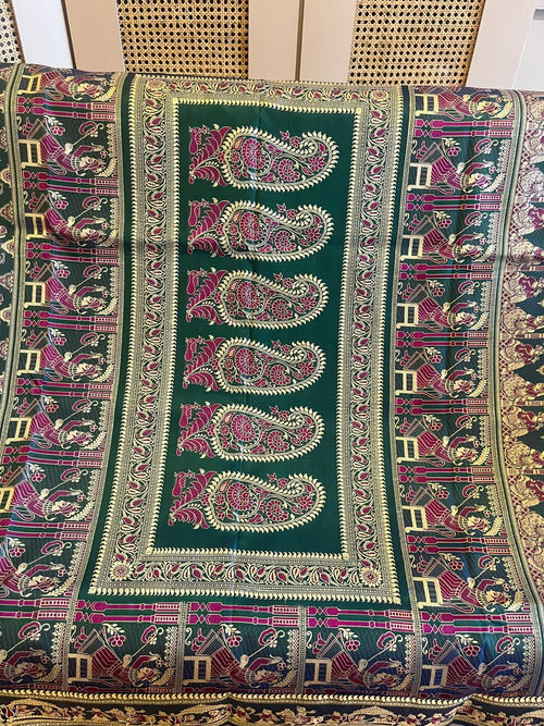 Shrestha: Two-Tone Emerald and Teal Revival Baluchari