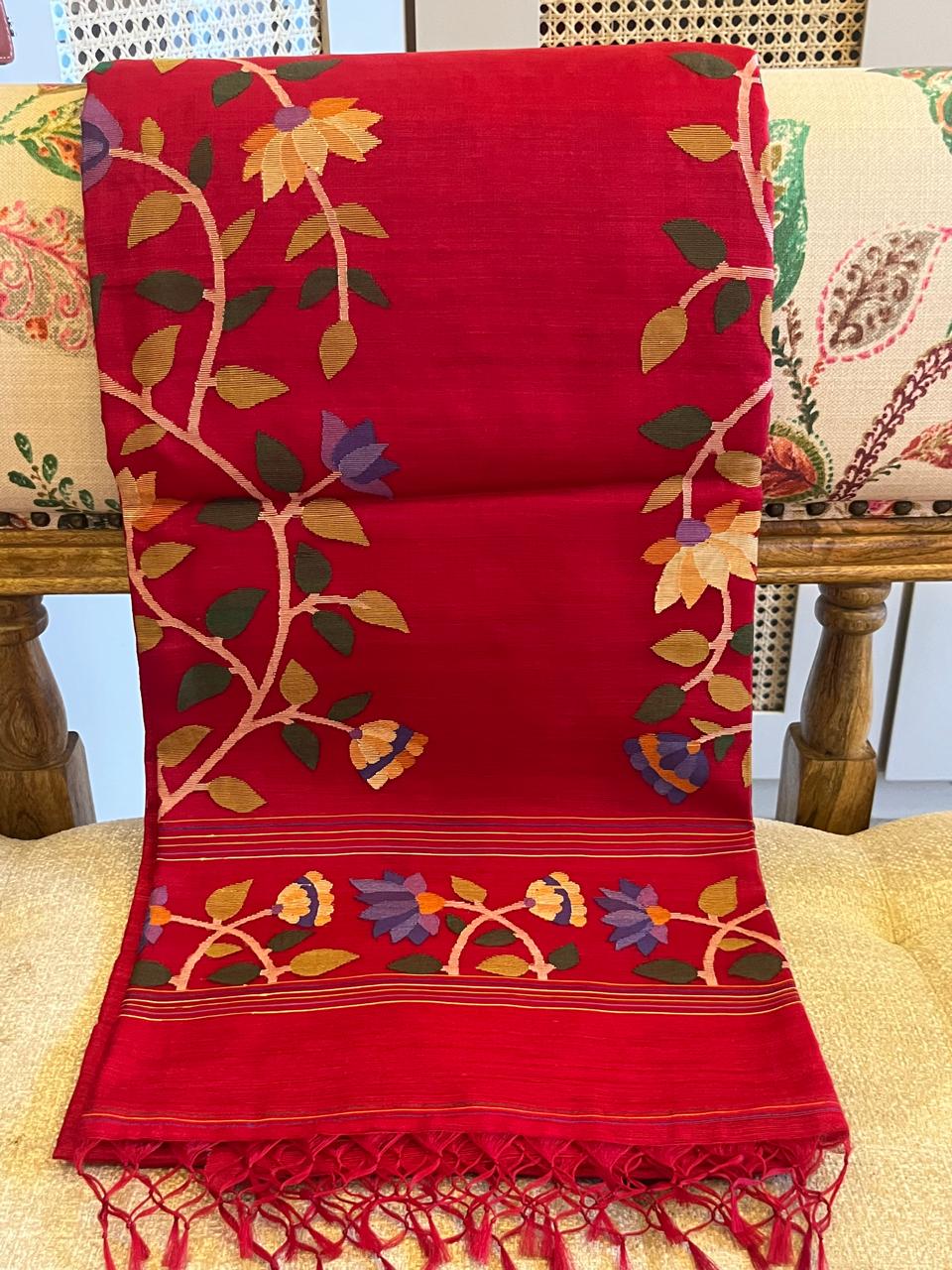Anika: Crimson Matka Silk Jamdani