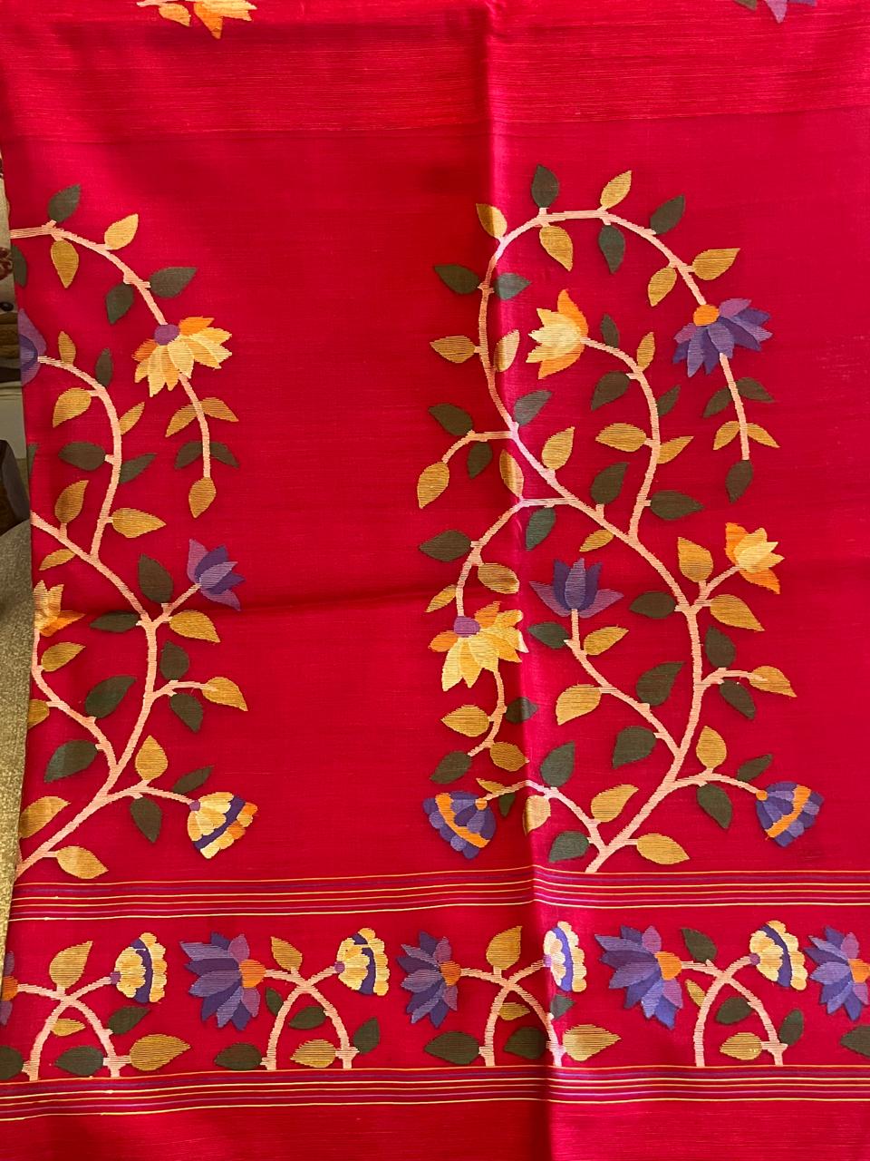 Anika: Crimson Matka Silk Jamdani