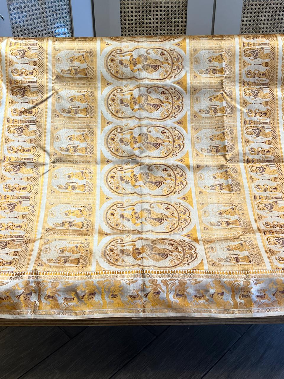 Sharad: Minakari Ivory Baluchari with Golden Elephant Butti