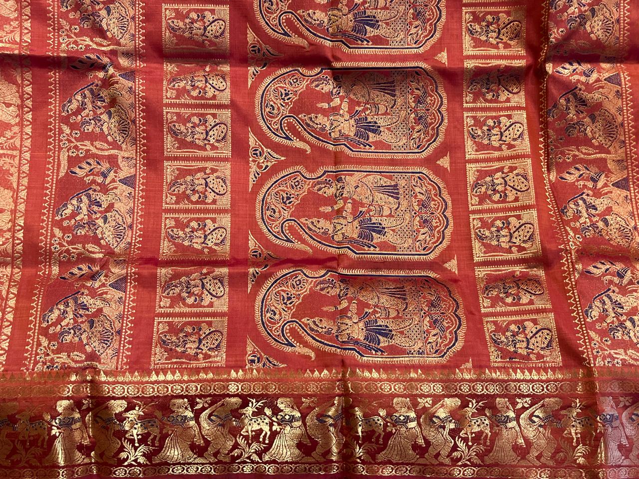 Sindoori: Deep Rust Swarnachuri with Gold Butti
