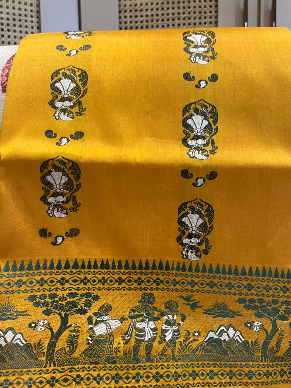 Saptaparna: Minakari Deep Harvest Gold Baluchari