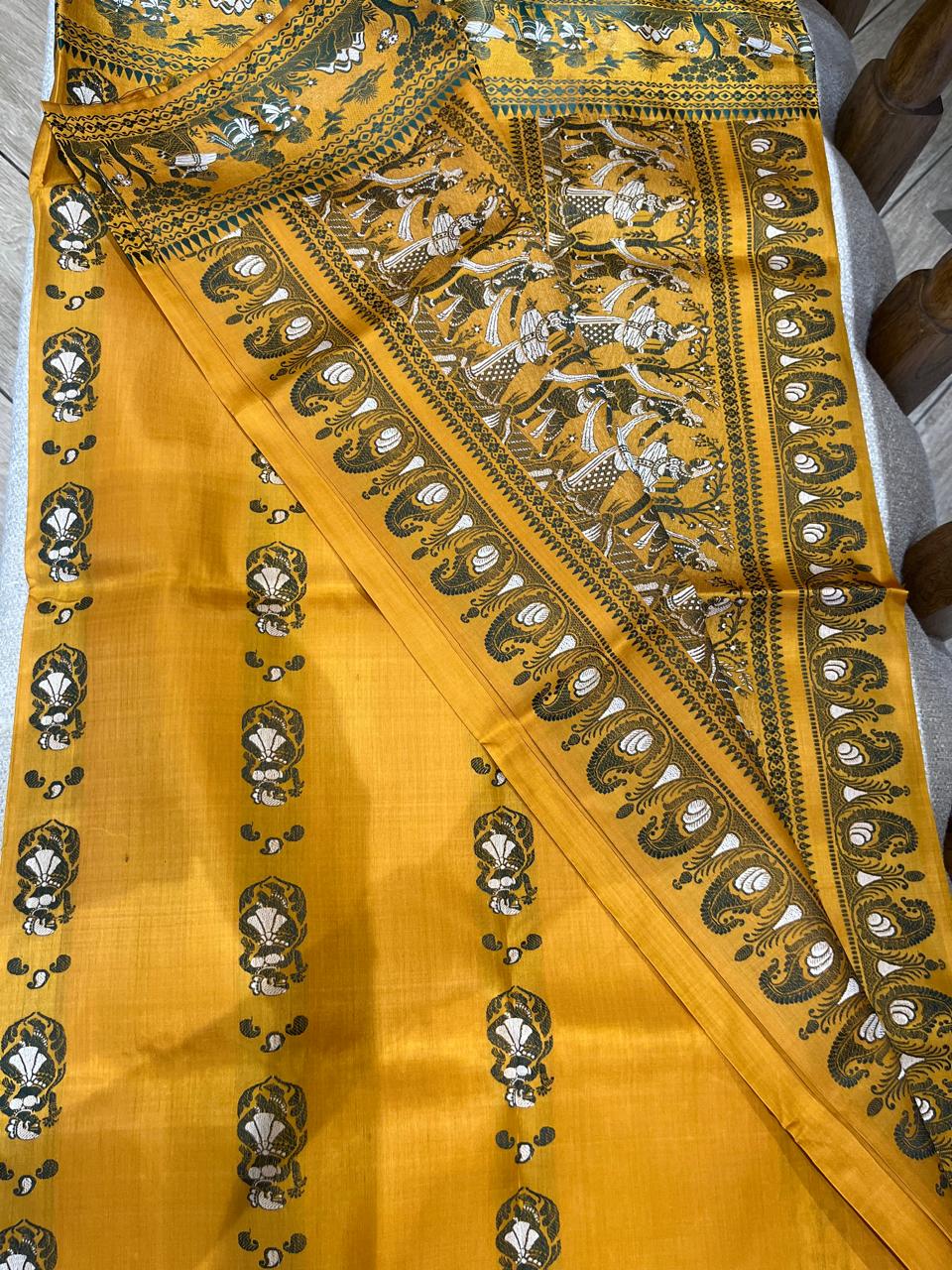 Saptaparna: Minakari Deep Harvest Gold Baluchari