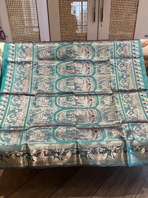 Neelambari: Minakari Peacock Teal Swarnachuri