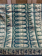 Aranya: Bottle Green Baluchari with Floral Butti