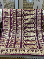 Nisha: Deep Wine Baluchari with Gold Figurative Butti