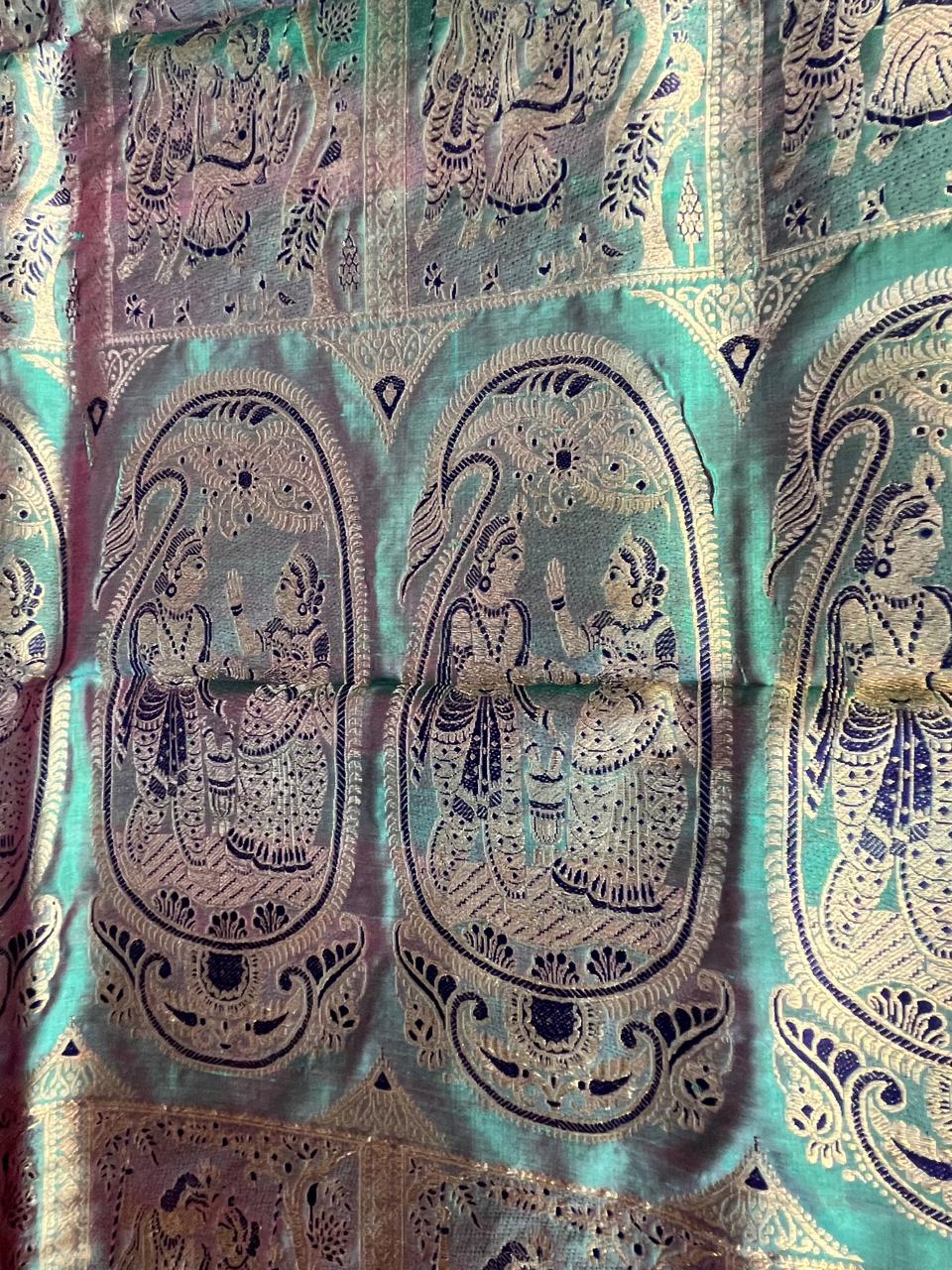 Neelambari: Minakari Peacock Teal Swarnachuri