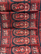 Jwalamalini: Black Baluchari with Crimson Mythological Butti