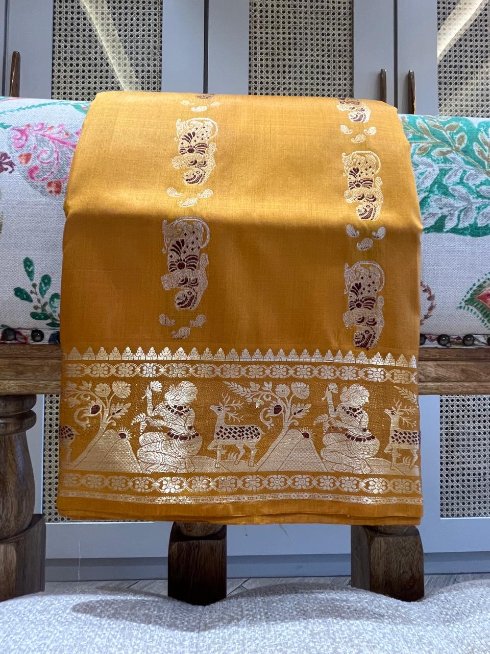 Kanchana: Turmeric Swarnachuri with Gold Zari Butti