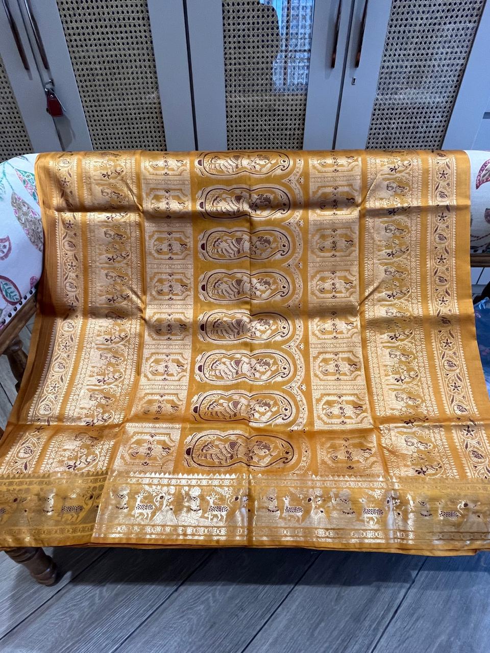 Kanchana: Turmeric Swarnachuri with Gold Zari Butti