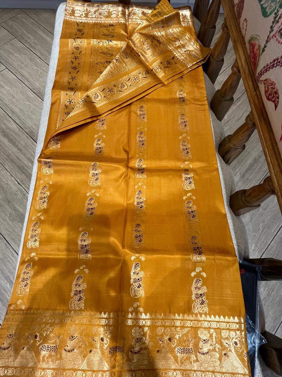 Kanchana: Turmeric Swarnachuri with Gold Zari Butti